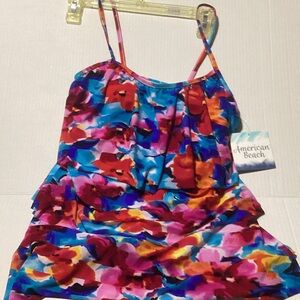 American Beach Multicolor Floral padded Tankini one pc swimsuit